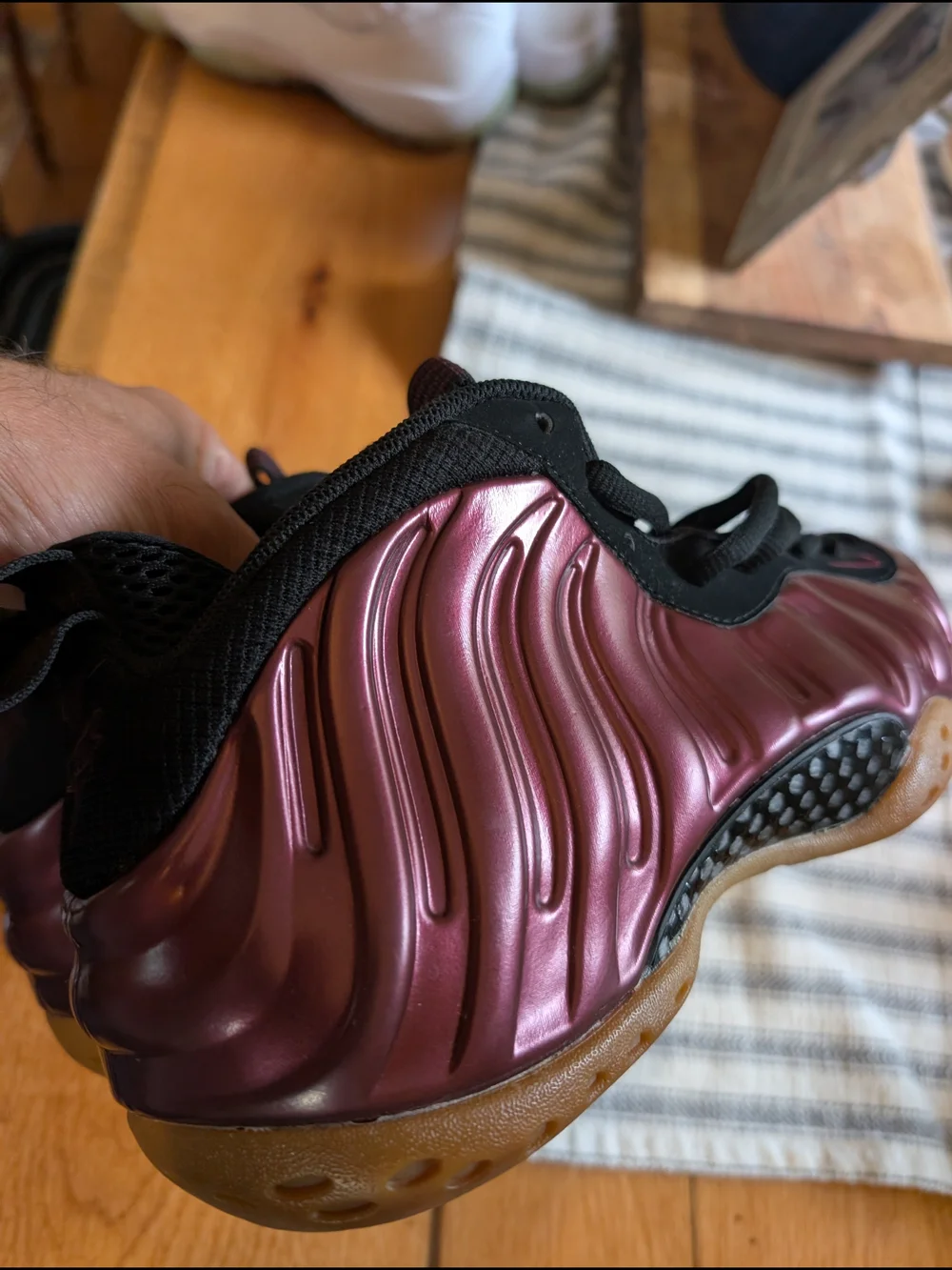 Nike Kids' Metallic Purple Foamposite Shoes with Black Accents